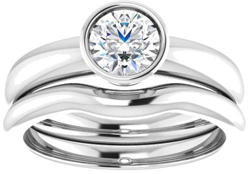 Sužadėtuvių Žiedas „Bezel-Set Solitaire“ 585 Baltojo Aukso Round 5.5mm (8)