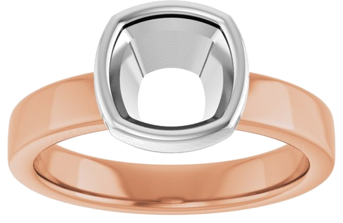 14K Rose White 7 mm Cushion Solitaire Engagement Ring Mounting (3)