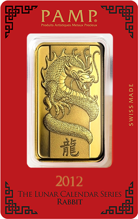 100 g Investment Gold Bar 2012 Year of the Dragon PAMP (2)