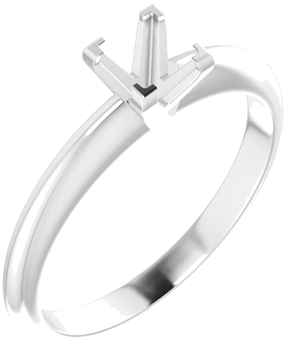 14K White 4.5 mm Square V-End 4-Prong Engagement Ring Mounting (1)