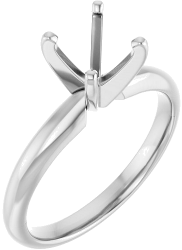 14K White 6-6.6 mm Round 4-Prong Solitaire Ring Mounting (1)