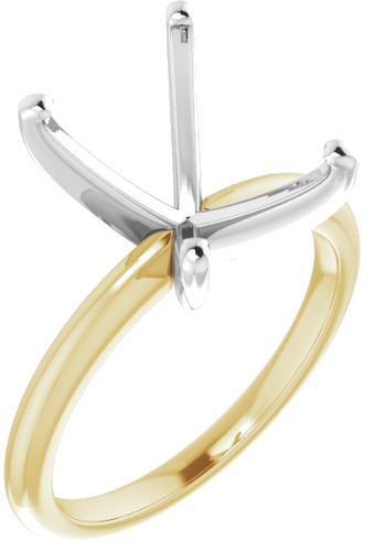 14K Yellow   White  11x9 mm Emerald Solitaire Engagement Ring Mounting (1)