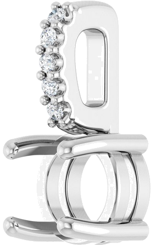 Pakabukas „Accented Cabochon“ 585 Baltojo Aukso Round 5mm (2)