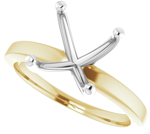 14K Yellow White 8 mm Asscher Solitaire Engagement Ring Mounting (5)