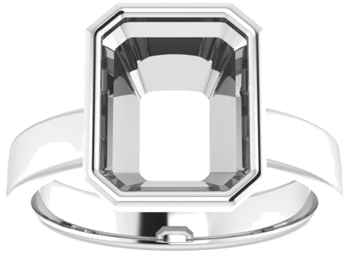 14K White 10x8 mm Emerald Solitaire Engagement Ring Mounting (3)