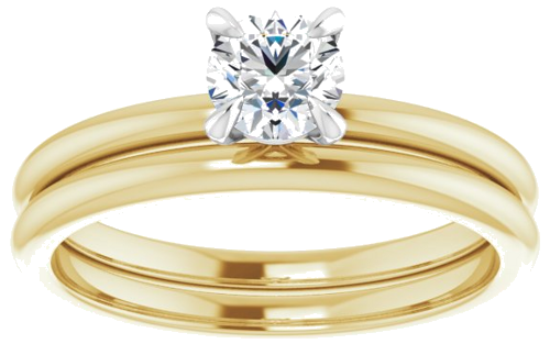 Sužadėtuvių Žiedas „Solitaire“ 585 Baltojo Ir Geltonojo Aukso Round 4.8mm (8)