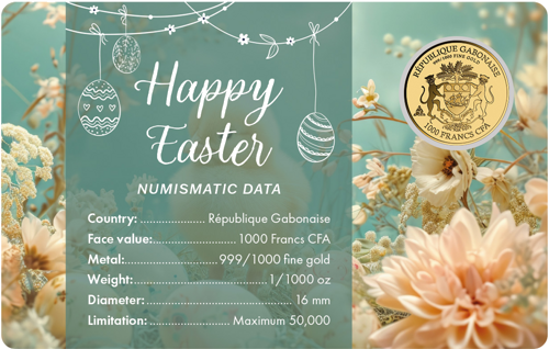 1/1000 oz Happy Easter Chick 1000 Francs Gabon Gold Coin (3)