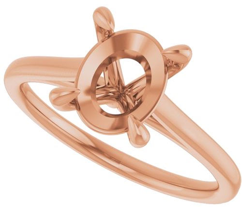 14K Rose  9x7 mm Oval Solitaire Engagement Ring Mounting (5)