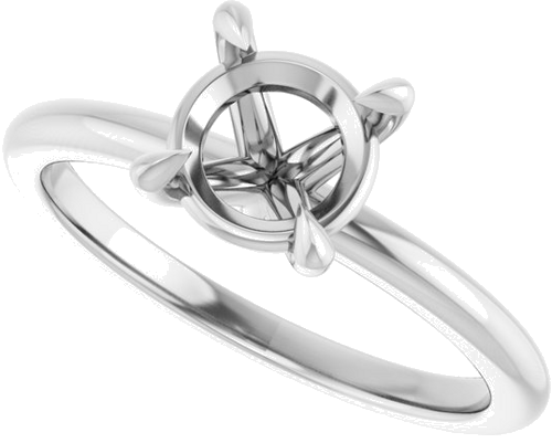 14K White 7 mm Round Solitaire Engagement Ring Mounting (5)