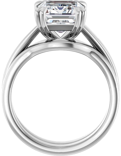 14K White 10x8 mm Emerald Engagement Ring Mounting (5)