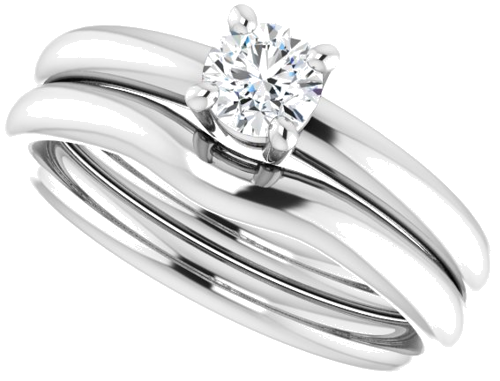 Sužadėtuvių Žiedas „Solitaire“ 417 Baltojo Aukso Round 4.4mm (10)