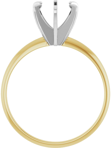 14K Yellow White 7.3-7.7 mm Round 6-Prong Solitaire Engagement Ring Mounting (2)