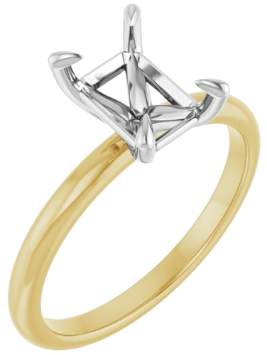 18K Yellow White 8 x 6 mm Emerald Engagement Ring Mounting (1)