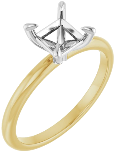 Sužadėtuvių Žiedas „Solitaire“ 585 Baltojo Ir Geltonojo Aukso Square 5.5mm (1)