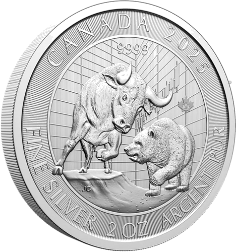 2 oz Jautis vs Meška 2025 Kanada Sidabrinė moneta (3)