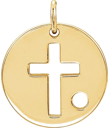 14K Yellow Pierced Cross Disc Pendant Mounting (1)