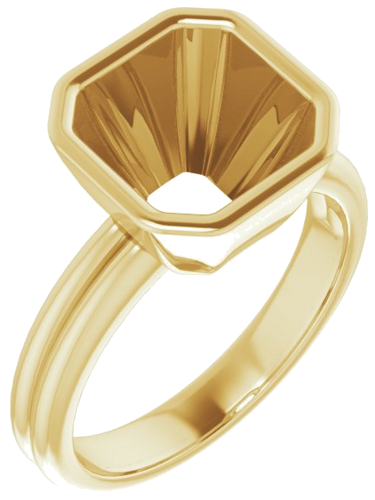 Sužadėtuvių Žiedas „Bezel-Set Solitaire“ 750 Geltonojo Aukso Asscher 9mm (1)