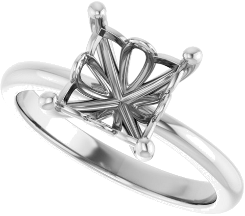 14K X1 White 7 mm Square Solitaire Engagement Ring Mounting (5)