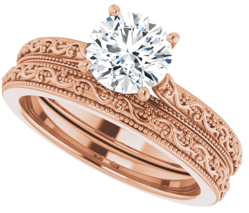 14K Rose  6.5 mm Round Solitaire Engagement Ring Mounting (10)