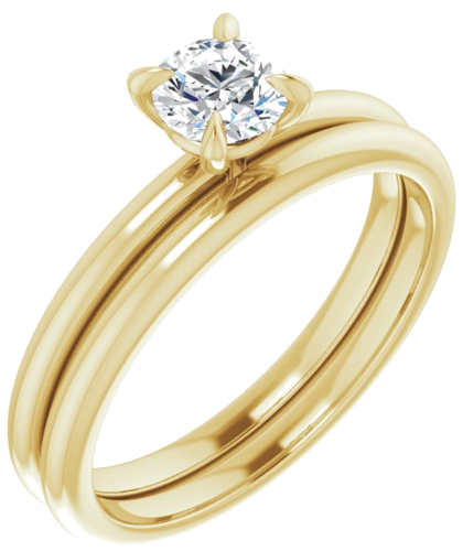 Sužadėtuvių Žiedas „Solitaire“ 585 Geltonojo Aukso Round 4.8mm (6)