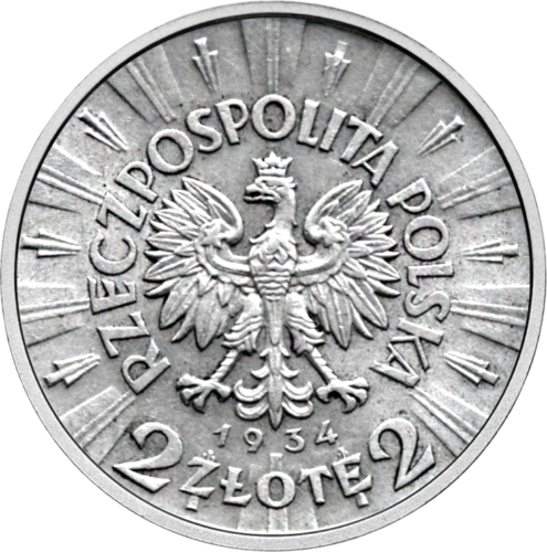 2 злотых Юзеф Пилсудский (1934-1939) Польша серебряная монета (2)