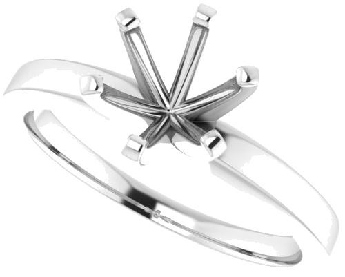 14K White 7 mm Round Solitaire Engagement Ring Mounting (5)