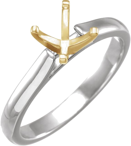 Sužadėtuvių Žiedas „Solitaire“ 585 Baltojo Ir Geltonojo Aukso Round 6.5mm (1)