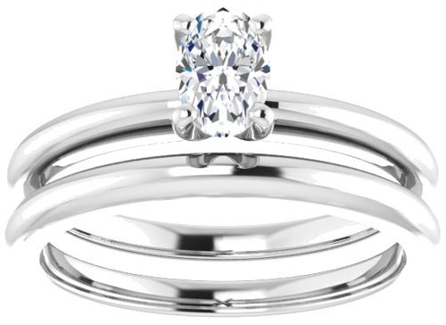 14K White  6x4 mm Oval Solitaire Engagement Ring Mounting (8)