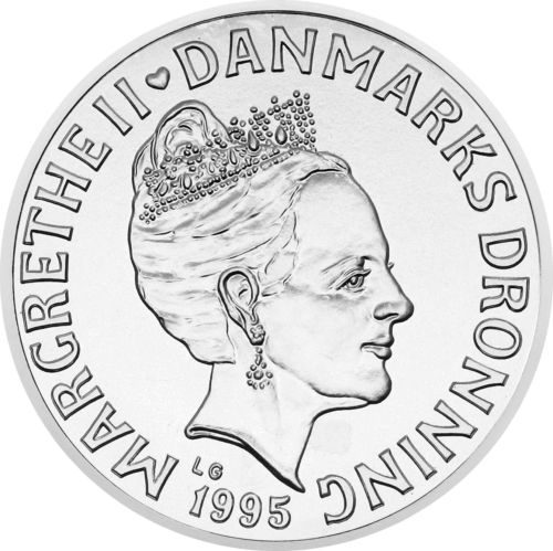 200 kronas Margrethe II Kāzas 1995 Dānijas karaliste sudraba monēta (2)