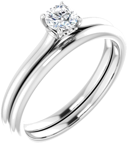 14K White  4.1 mm Round Solitaire Engagement Ring Mounting (6)