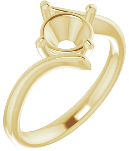 14K Yellow  7.4 mm Round Solitaire Engagement Ring Mounting (1)
