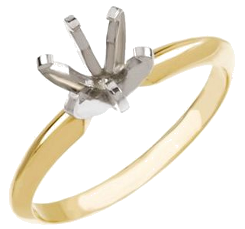 14K Yellow   White 8.6-9.1 mm Round Pre-Notched 6-Prong Solitaire Ring Mounting (1)
