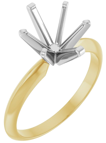 14K Yellow   White 10x8 mm Oval 6-Prong Solitaire Engagement Ring Mounting (1)