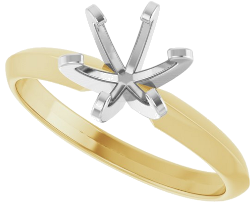 14K Yellow White 6.4 mm Round Solitaire Engagement Ring Mounting (5)
