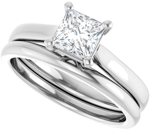 Sužadėtuvių Žiedas „Solitaire“ 585 Baltojo Aukso Square 5mm (10)