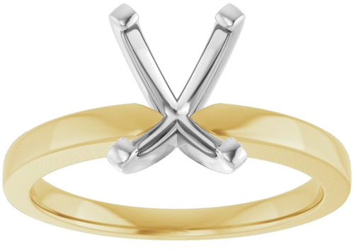 14K Yellow White 8x6 mm Emerald Solitaire Engagement Ring Mounting (3)