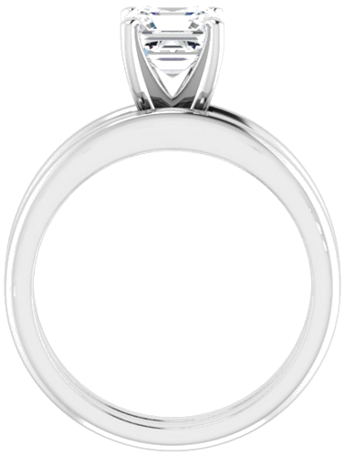 14K White  6 mm Asscher Solitaire Engagement Ring Mounting (7)
