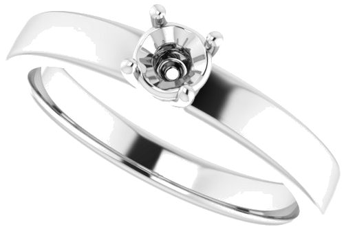 14K White 4.1 mm Round Solitaire Engagement Ring Mounting (5)