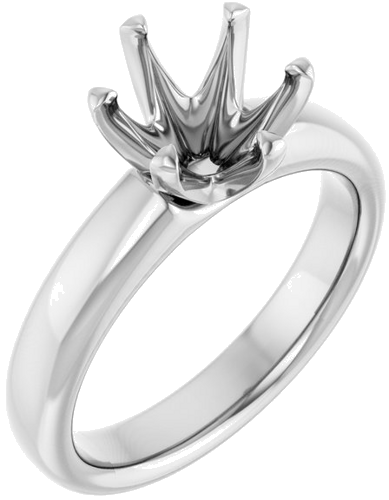 14K White 8 mm Round Engagement Ring Mounting (1)