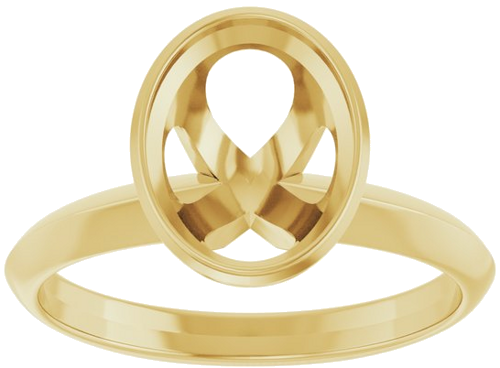 14K Yellow 9 x 7 mm Oval Solitaire Engagement Ring Mounting (3)