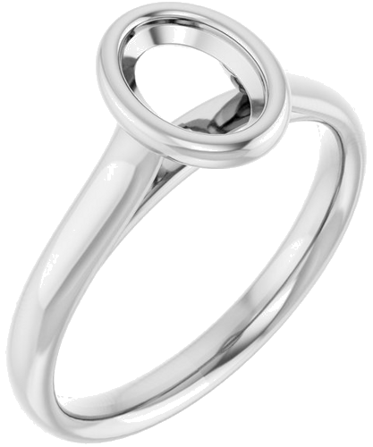 Sužadėtuvių Žiedas „Bezel-Set Solitaire“ 585 Baltojo Aukso Oval 7mm x 5mm (1)