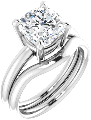 Sužadėtuvių Žiedas „Solitaire“ 14k white gold Cushion 8mm (6)