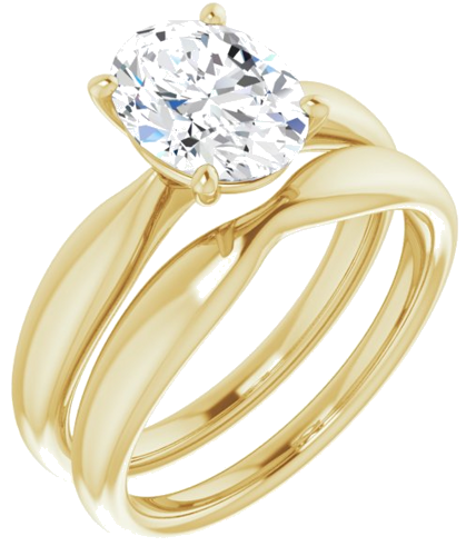 Sužadėtuvių Žiedas „Solitaire“ 585 Geltonojo Aukso Oval 9mm x 7mm (6)