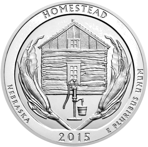 5 oz Homstedo nacionalinis istorinis parkas 2015 JAV sidabrinė moneta (1)