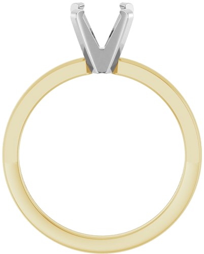 14K Yellow White 6-6.6 mm Round Solitaire Engagement Ring Mounting (2)