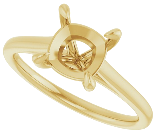 14K Yellow  7 mm Cushion Solitaire Engagement Ring Mounting (5)