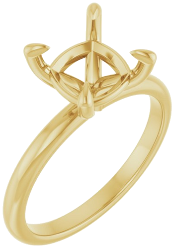 14K Yellow  8x8 mm Cushion Solitaire Engagement Ring Mounting (1)