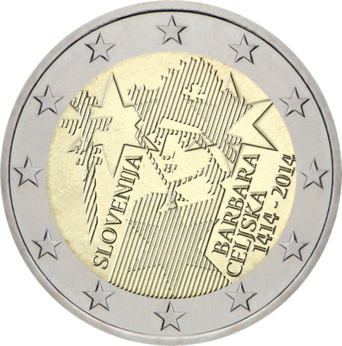 2014 Slovēnija Barbara Celjska 2 eiro monēta (1)