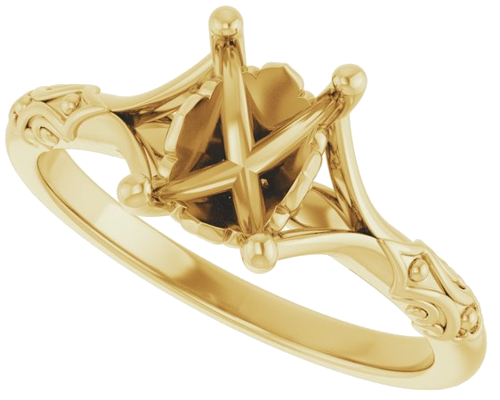 14K Yellow 7x5 mm Emerald Solitaire Engagement Ring Mounting (5)