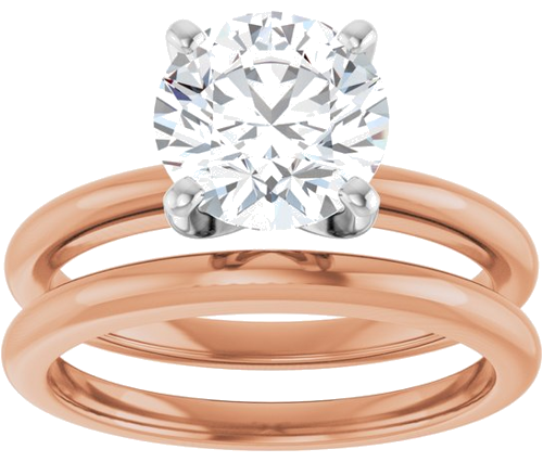 Sužadėtuvių Žiedas „Solitaire“ 585 Baltojo Ir Rožinis Aukso Round 8mm (8)